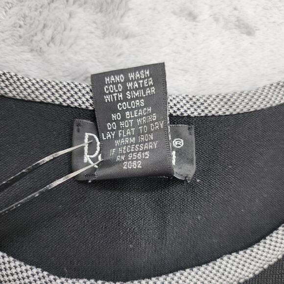 Rafaella Top Womens M Black White Houndstooth Trim Sleeveless Stretch Knit Shell - Picture 6 of 9